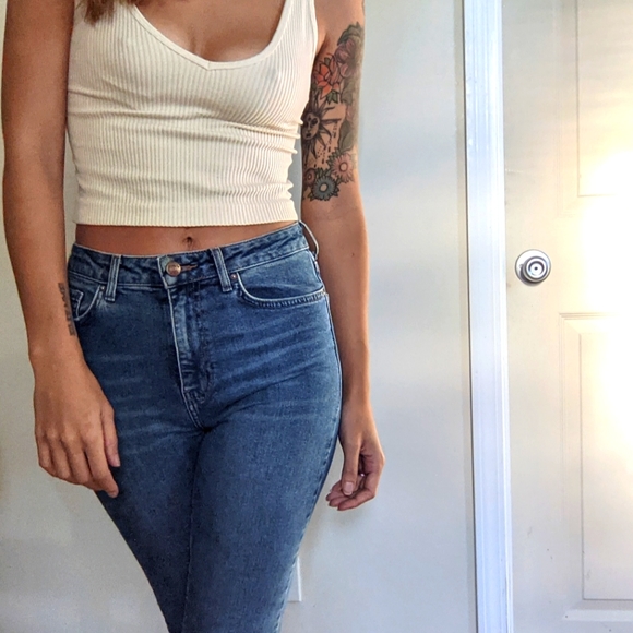 High waisted washed denim jeans - Picture 2 of 4